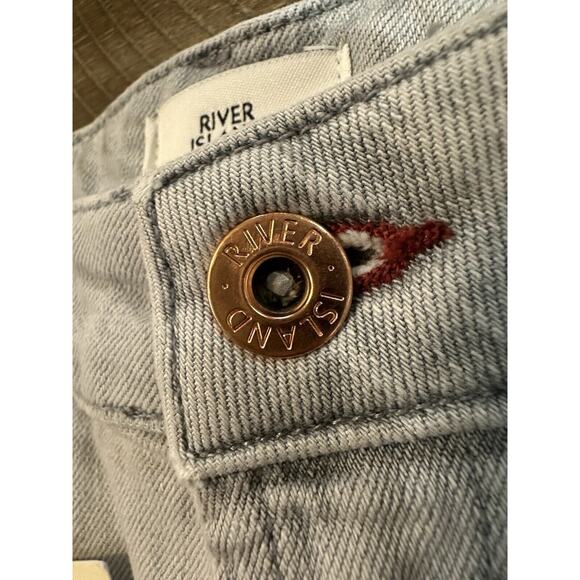 NWT River Island High Rise Straight Stretch Denim Gray Jeans US Size 6 UK 10 NEW - Picture 5 of 14